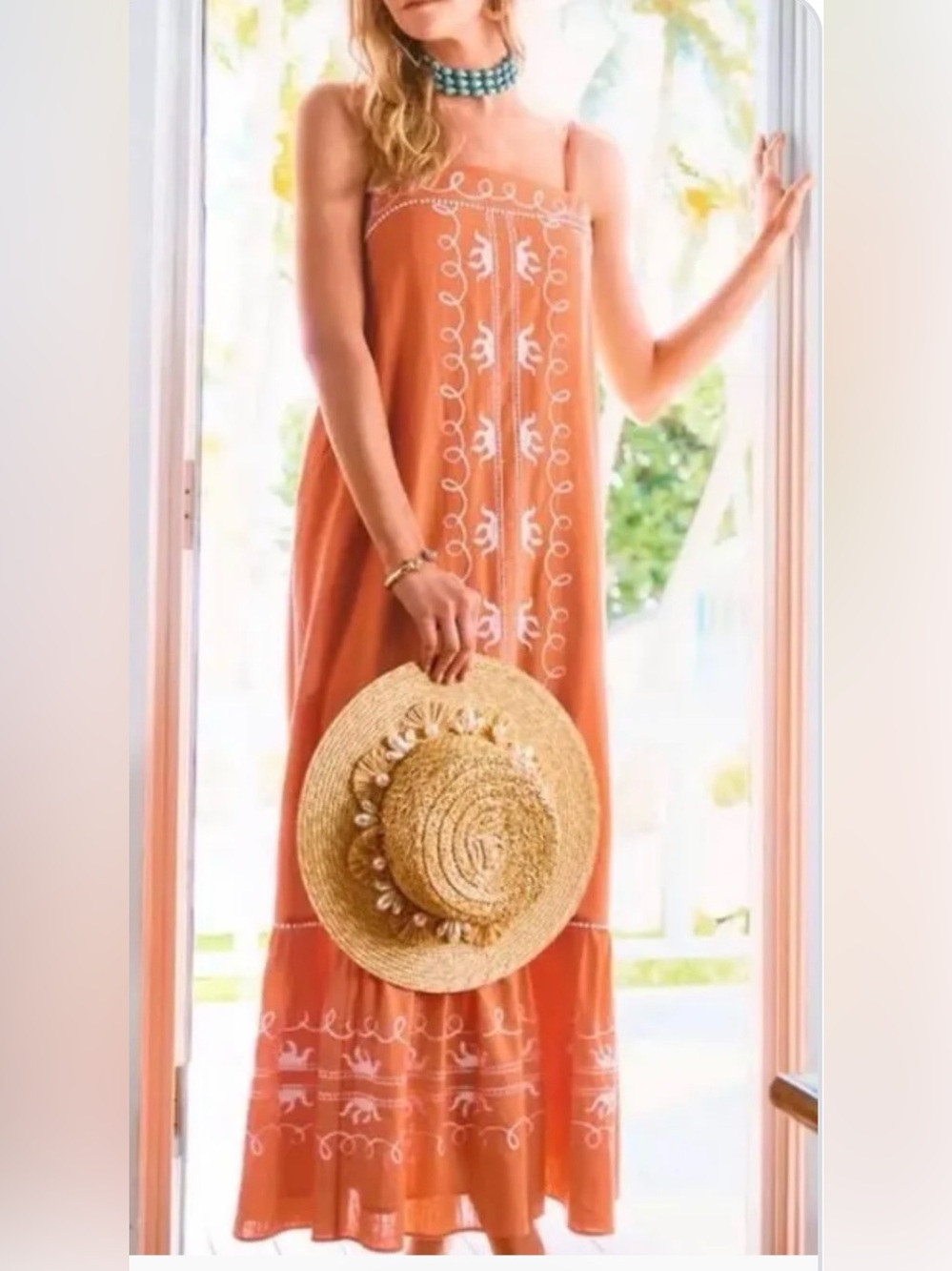 Lilly Pulitzer Orange Sleeveless Embroidered Dress - Picture 2 of 8